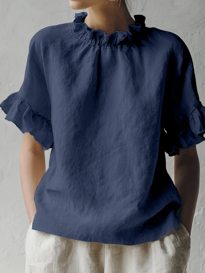 Yuna | Blouse casual couleur unie à col élégant pour femme