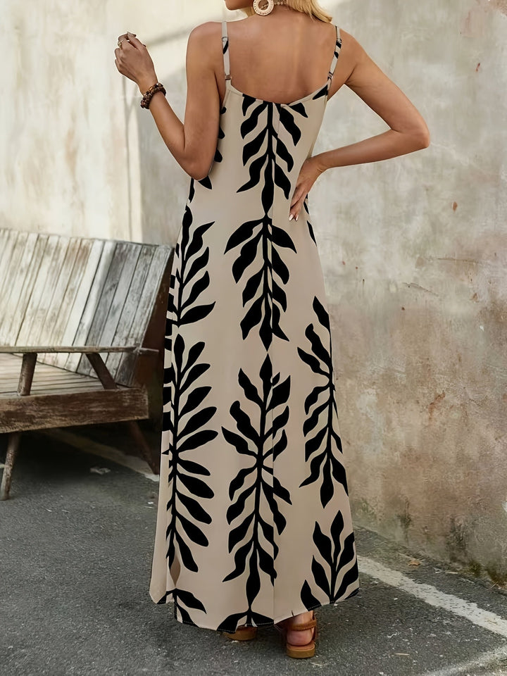 Tessa |Robe longue fluide à motif tropical pour l'été