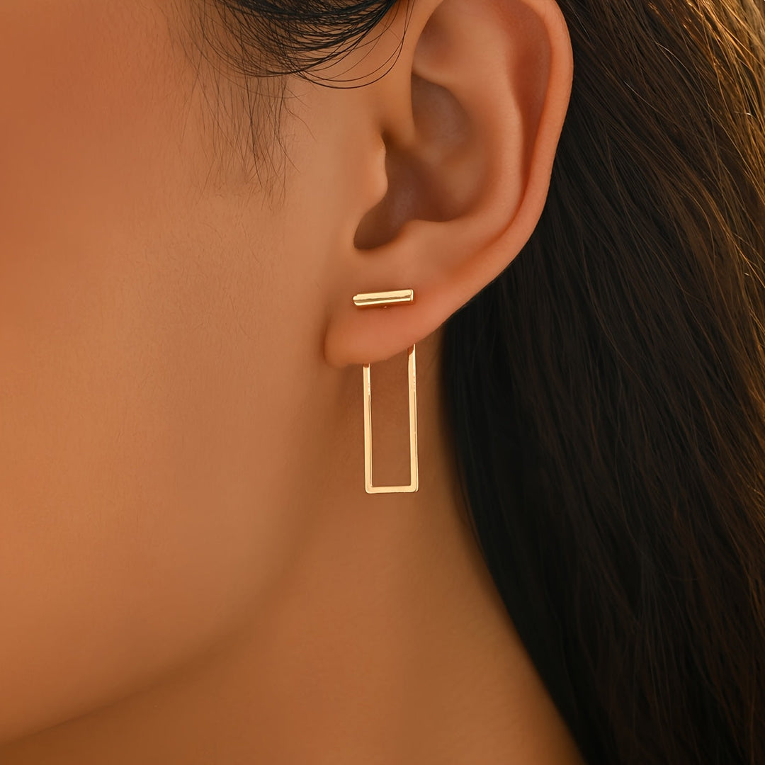 Quinleyra | Boucles d'Oreilles Géométriques Longues avec Fini Métallique Élégant