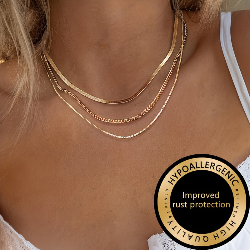 Winsley | Collier Élégant à Trois Couches avec Fini Doré