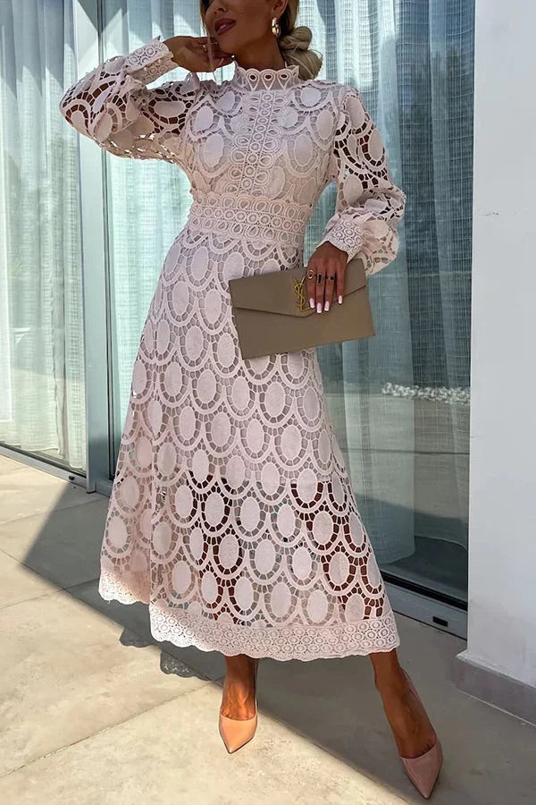 Bloom | Robe Midi de Soirée avec Manches en Dentelle