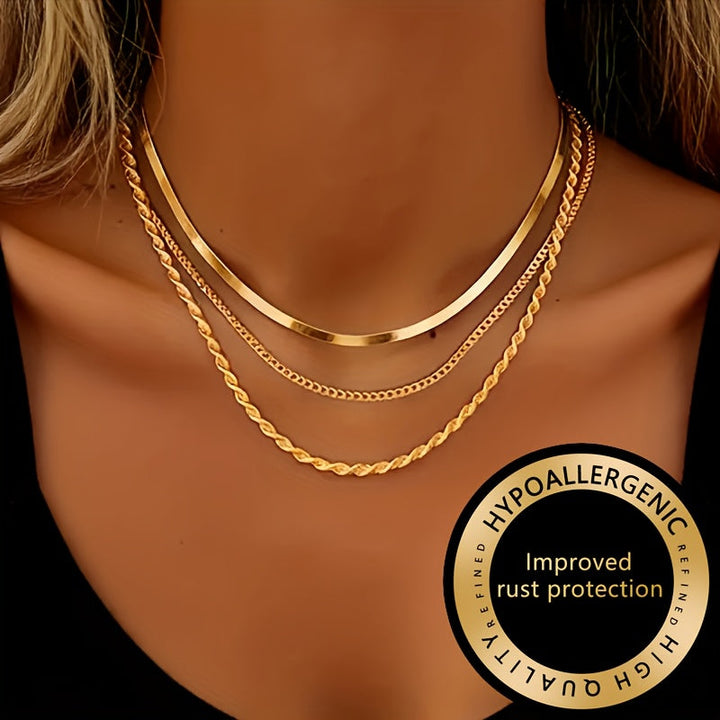 Winsley | Collier Élégant à Trois Couches avec Fini Doré