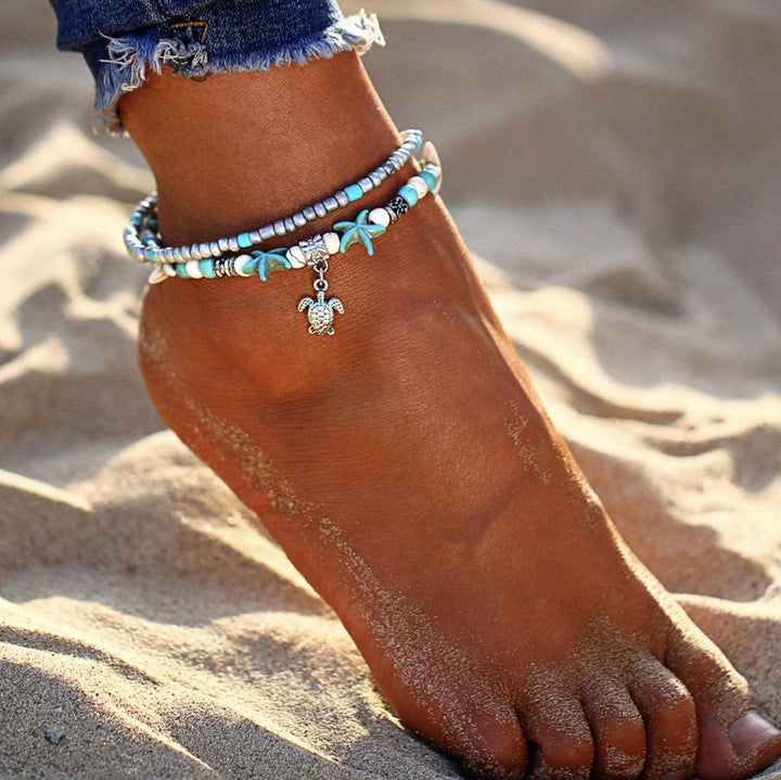 Islyn | Bracelet de Cheville Étoile de Mer et Tortue de Plage