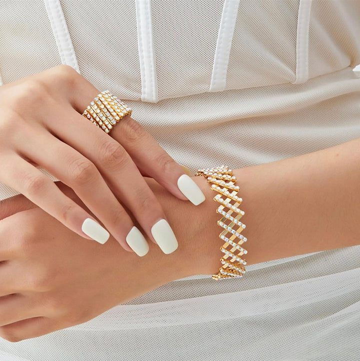 Carys | Ensemble Bague et Bracelet en Fini Doré Élégant