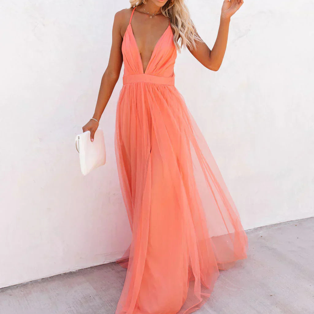 Jessamine | Robe Maxi Lumière Corail