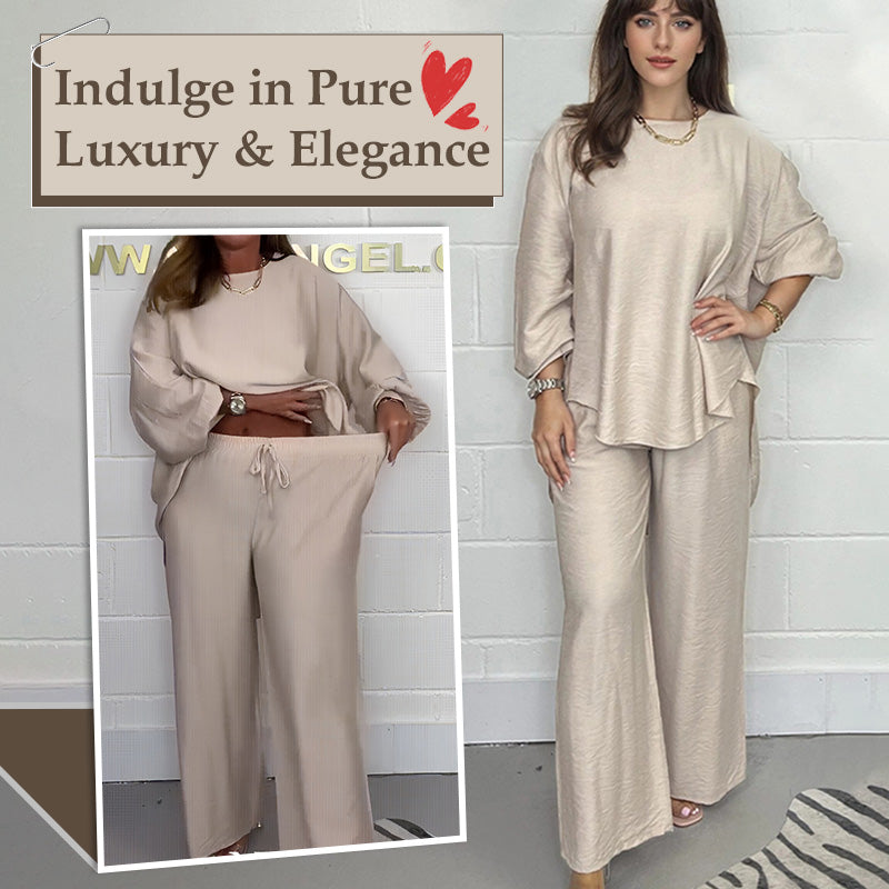 Nova | Ensemble de Blouse à Manches Longues et Pantalon à Jambes Larges pour Femmes