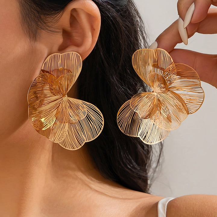 Selah | Boucles d'Oreilles Dorées à Double Anneau avec Design Moderne