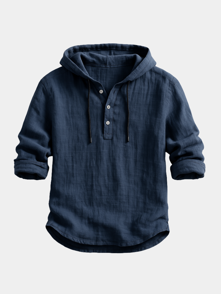 Delvaro | Chemise masculine en lin avec capuche et style décontracté