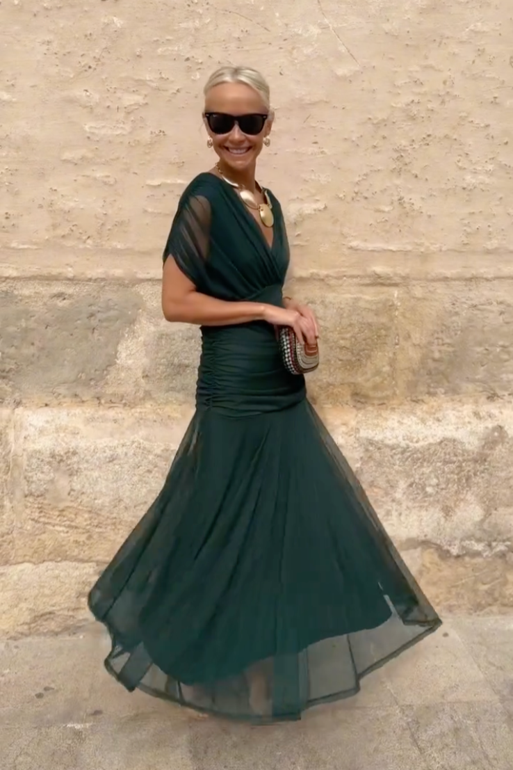 Novarente | Robe Maxi Élégante avec Décolleté en V pour Occasions Spéciales