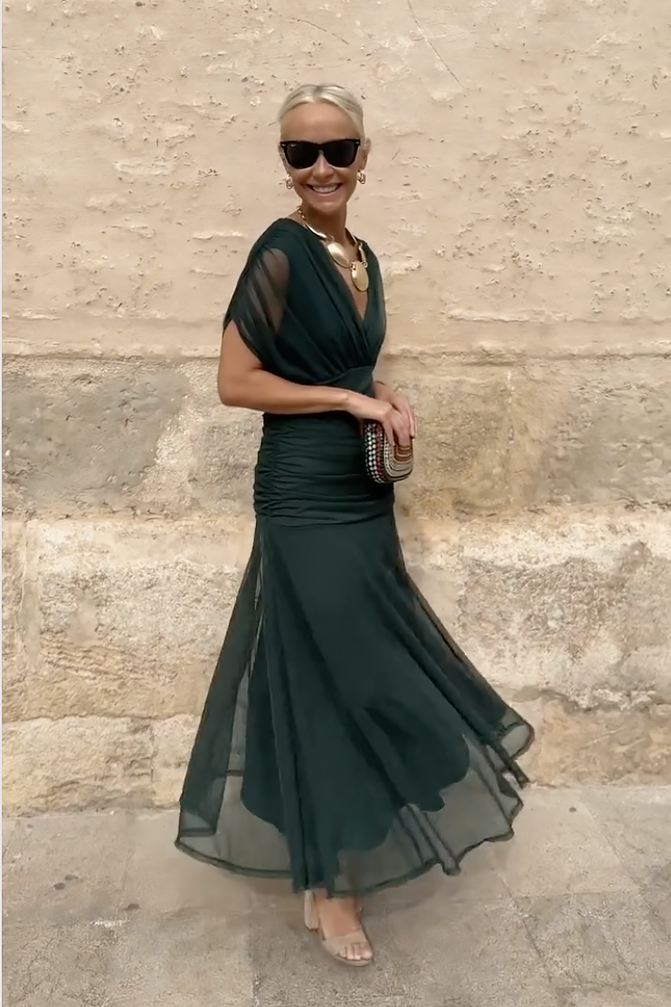 Novarente | Robe Maxi Élégante avec Décolleté en V pour Occasions Spéciales