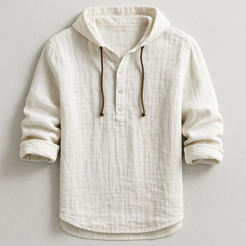 Delvaro | Chemise masculine en lin avec capuche et style décontracté