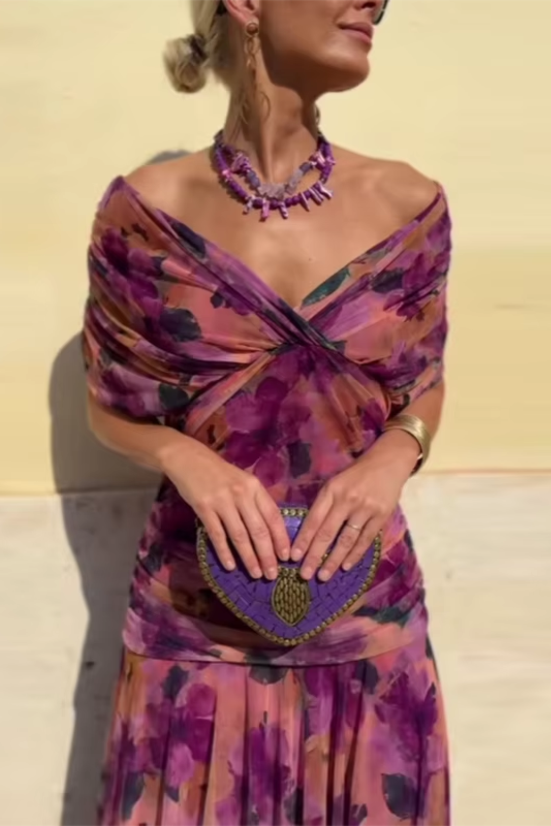 Novarente | Robe Maxi Élégante avec Décolleté en V pour Occasions Spéciales