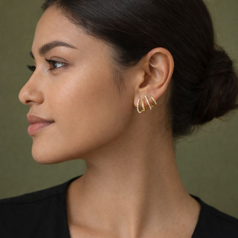 Brielle | Duo 2x1 de Boucles d'Oreilles Type Griffe pour Femme