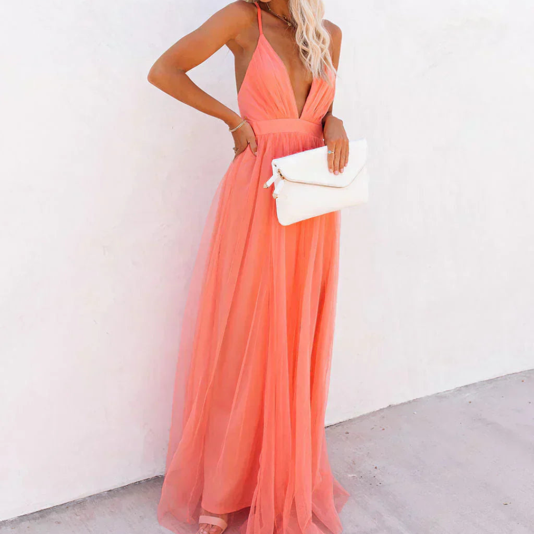 Jessamine | Robe Maxi Lumière Corail