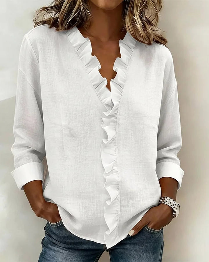 Amelivora | Blouse féminine avec volants et manches longues