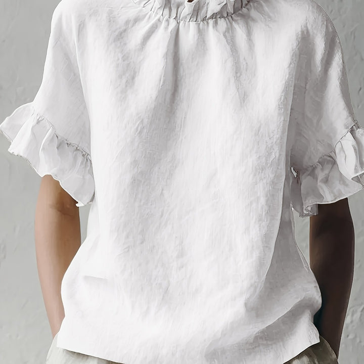 Yuna | Blouse casual couleur unie à col élégant pour femme