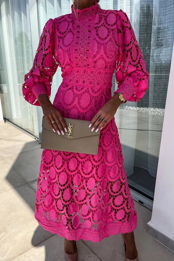 Bloom | Robe Midi de Soirée avec Manches en Dentelle