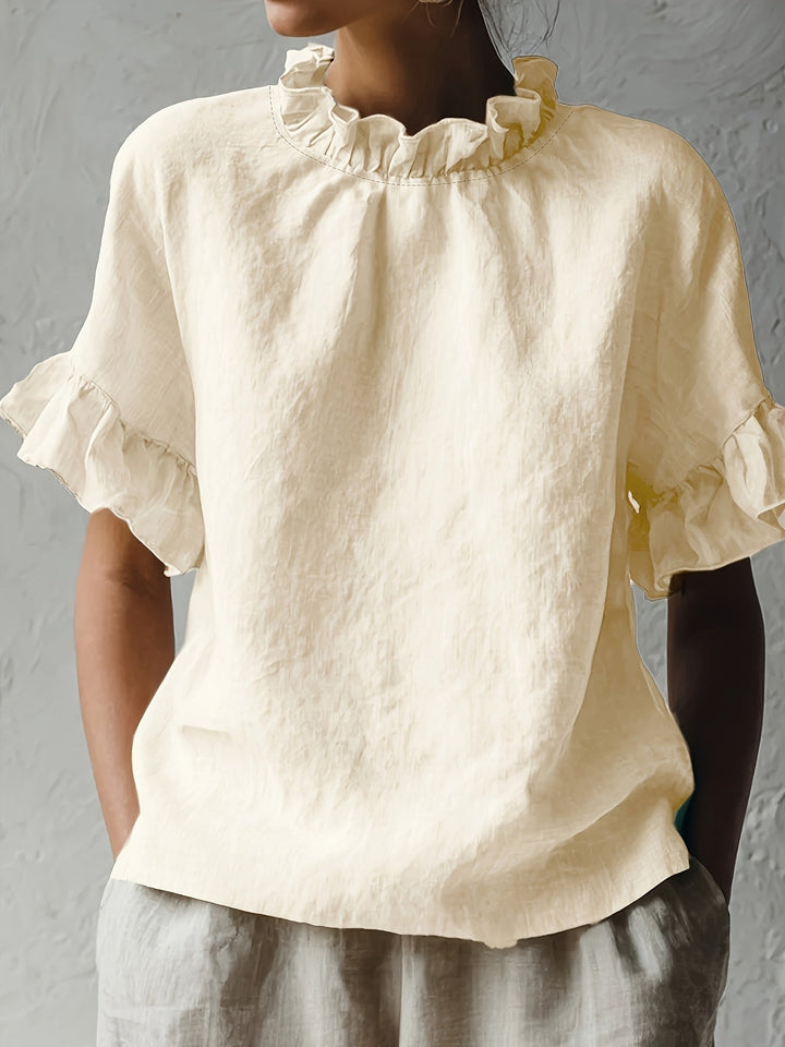 Yuna | Blouse casual couleur unie à col élégant pour femme