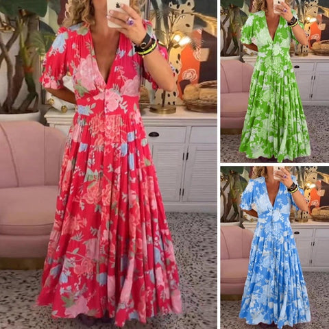 Orla | Robe Imprimée Élégante avec Décolleté en V et Poches