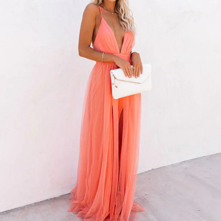 Jessamine | Robe Maxi Lumière Corail