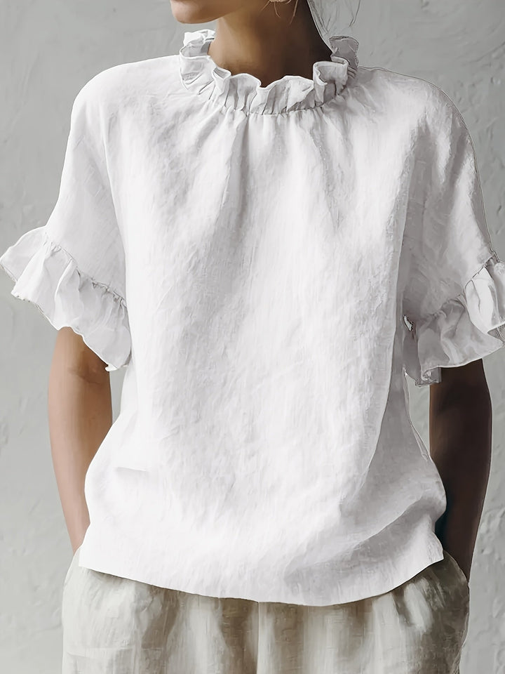 Yuna | Blouse casual couleur unie à col élégant pour femme