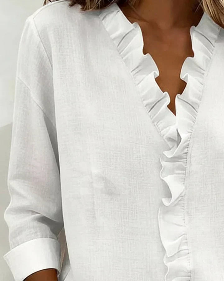 Amelivora | Blouse féminine avec volants et manches longues