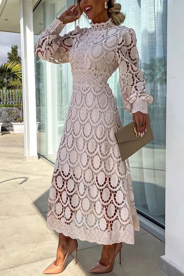 Bloom | Robe Midi de Soirée avec Manches en Dentelle