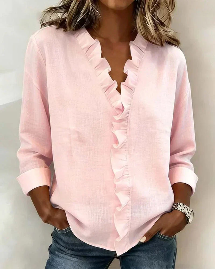 Amelivora | Blouse féminine avec volants et manches longues