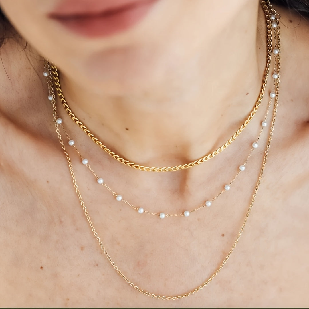 Winsley | Collier Élégant à Trois Couches avec Fini Doré