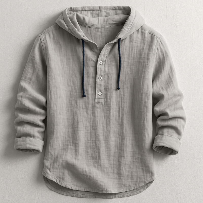 Delvaro | Chemise masculine en lin avec capuche et style décontracté