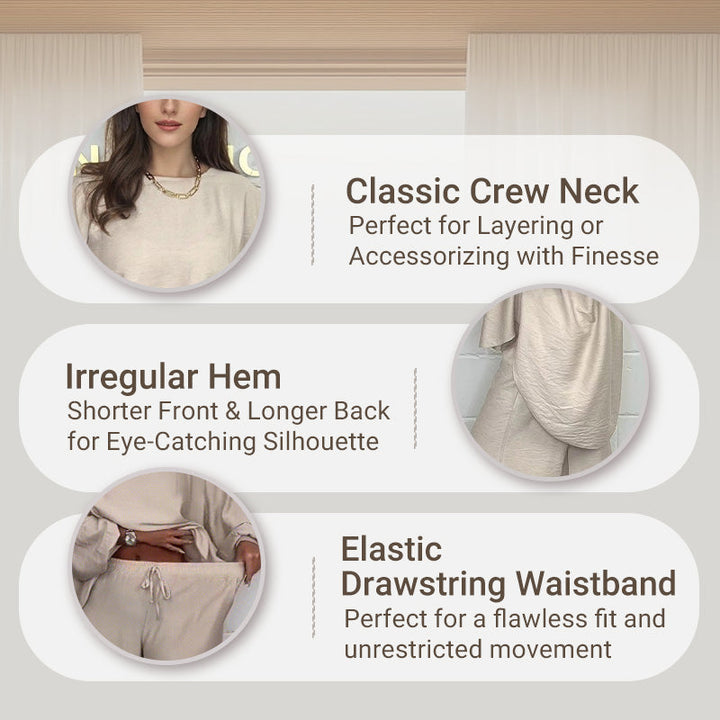Nova | Ensemble de Blouse à Manches Longues et Pantalon à Jambes Larges pour Femmes