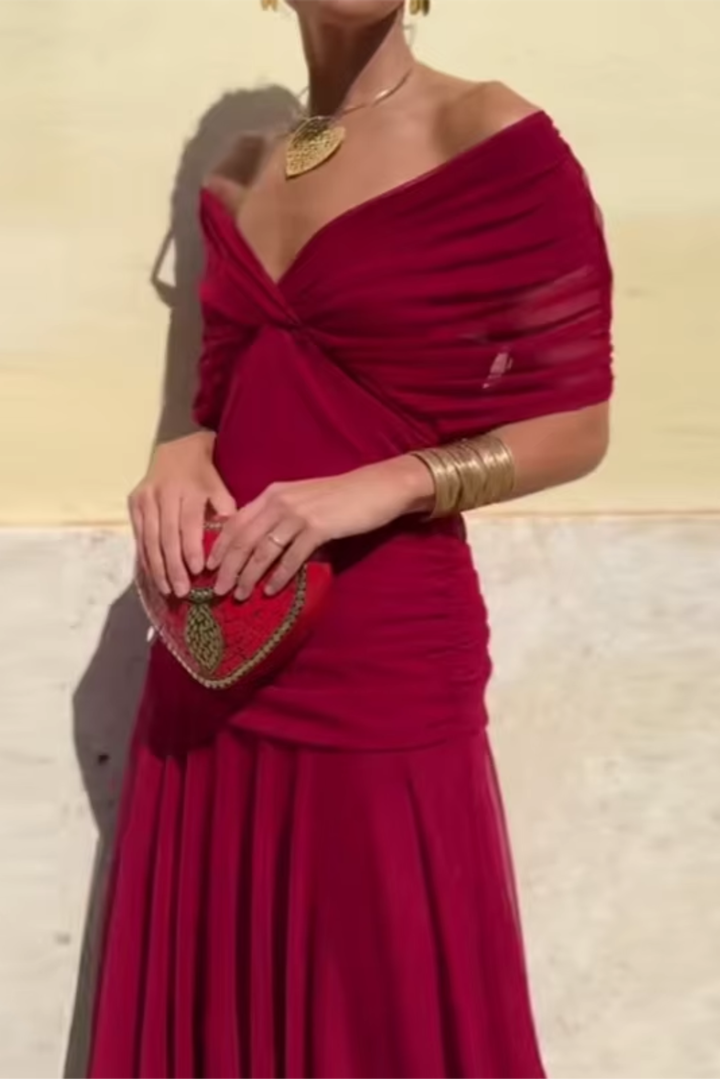 Novarente | Robe Maxi Élégante avec Décolleté en V pour Occasions Spéciales