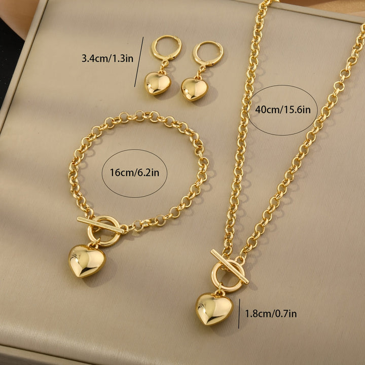 Gia | Ensemble de Bijoux Élégant avec Cœur Brillant et Fini Luxueux