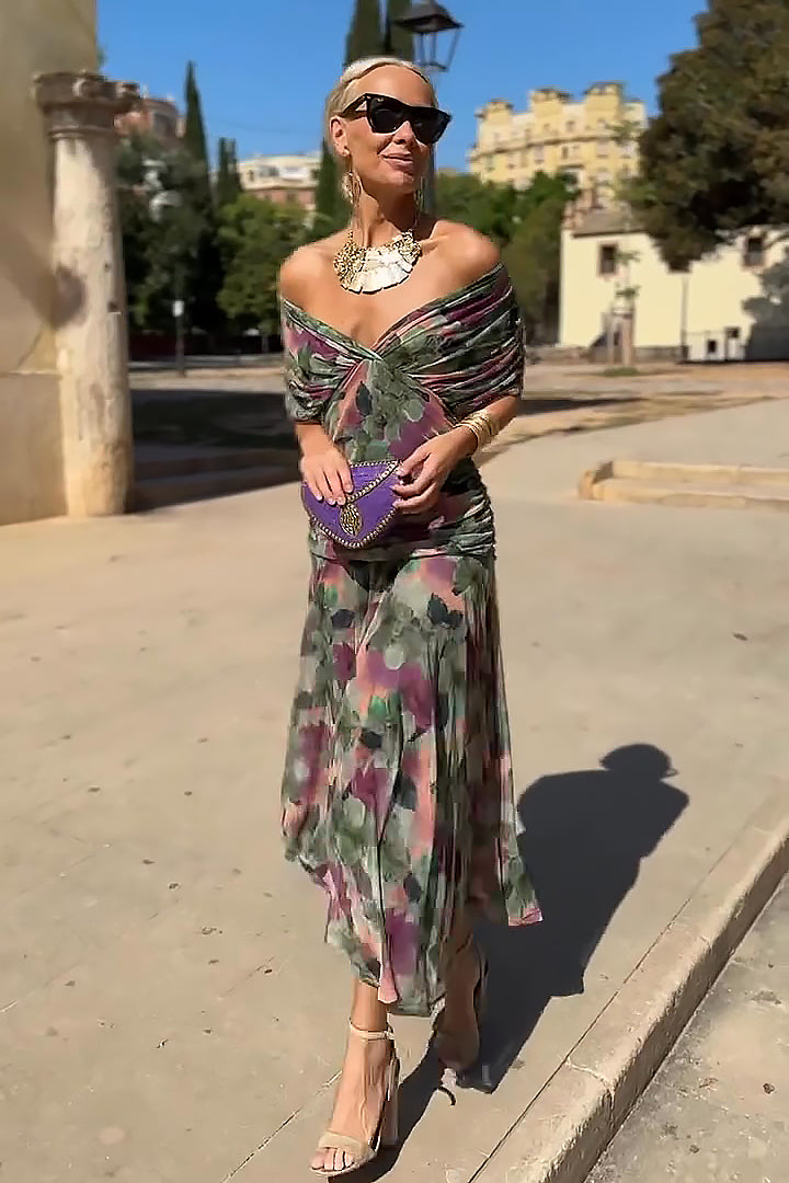 Novarente | Robe Maxi Élégante avec Décolleté en V pour Occasions Spéciales