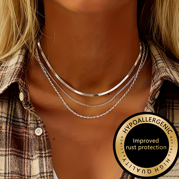 Winsley | Collier Élégant à Trois Couches avec Fini Doré