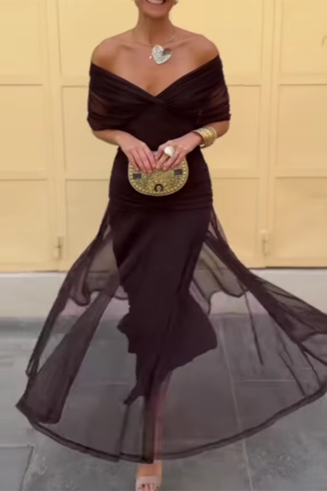 Novarente | Robe Maxi Élégante avec Décolleté en V pour Occasions Spéciales