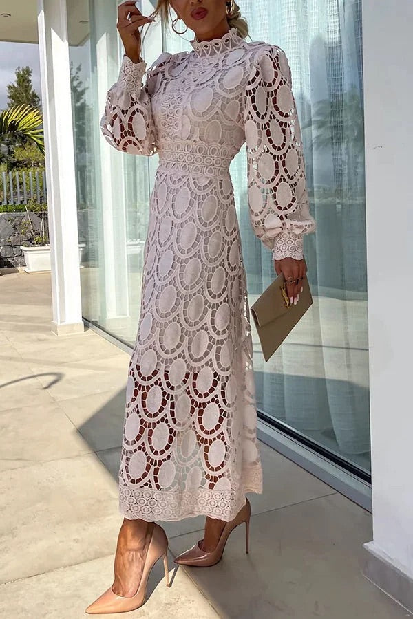 Bloom | Robe Midi de Soirée avec Manches en Dentelle