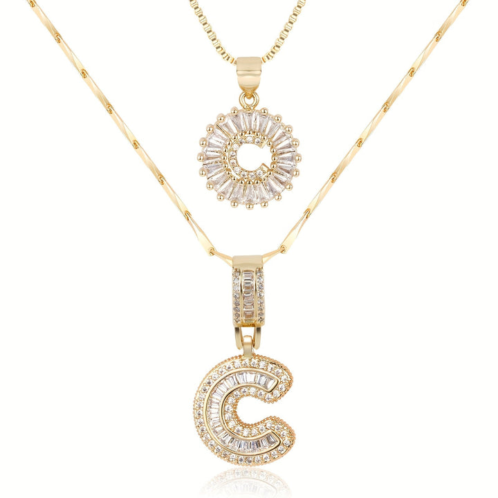 Primrose | Colliers Initiales avec Diamants en Or 14k (2 pièces)