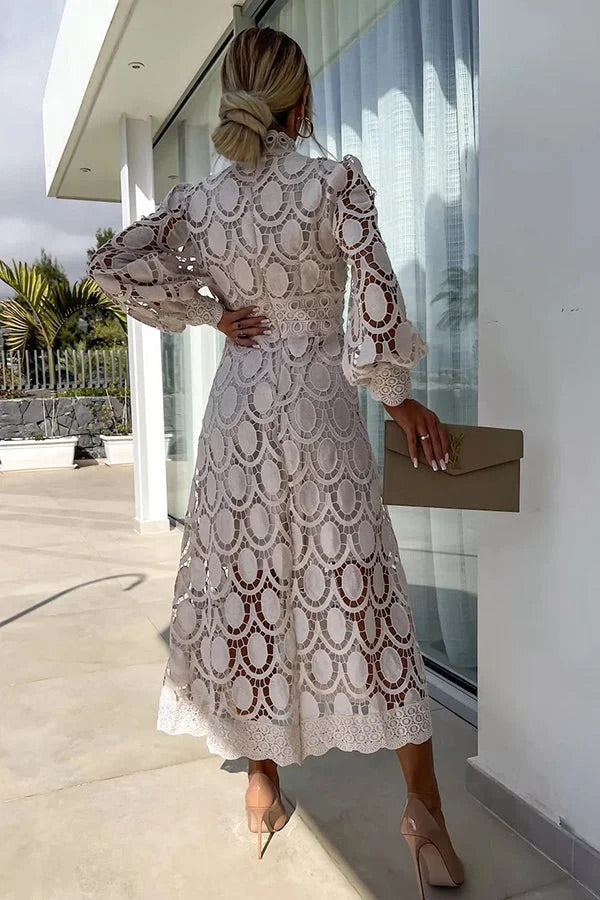 Bloom | Robe Midi de Soirée avec Manches en Dentelle