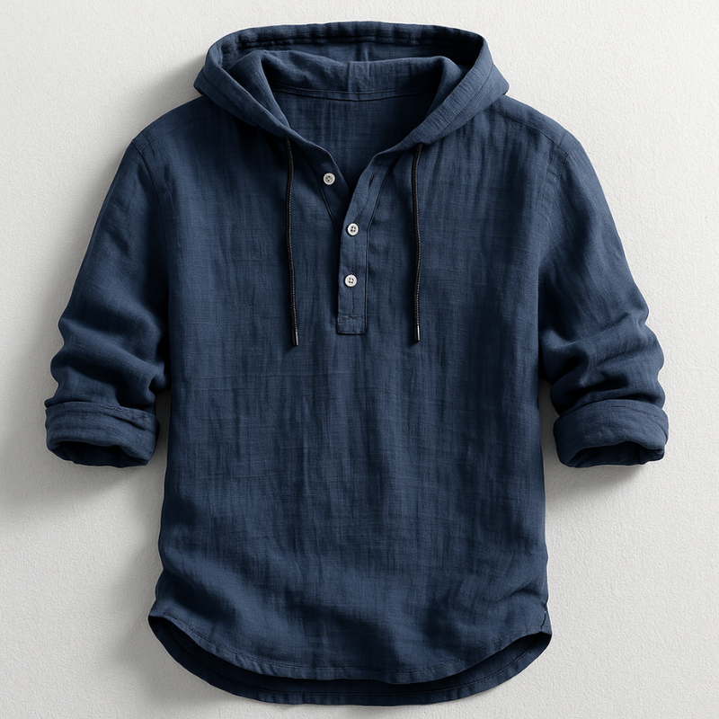 Delvaro | Chemise masculine en lin avec capuche et style décontracté