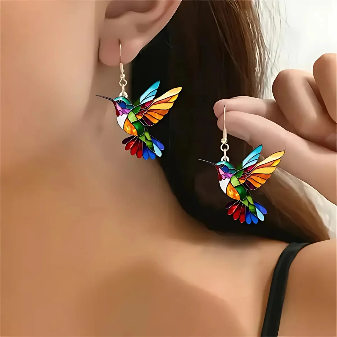 Vaila | Collier Colibri Arc-en-ciel + Boucles d'oreilles assorties offertes