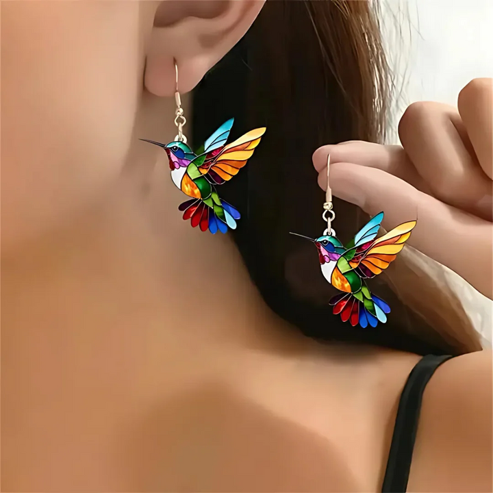Vaila | Collier Colibri Arc-en-ciel + Boucles d'oreilles assorties offertes