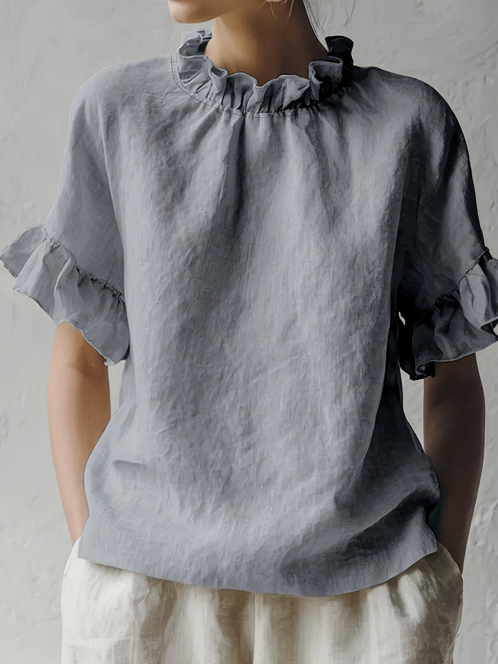 Yuna | Blouse casual couleur unie à col élégant pour femme