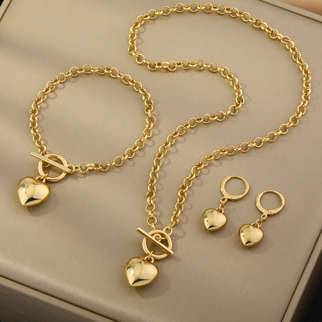 Gia | Ensemble de Bijoux Élégant avec Cœur Brillant et Fini Luxueux