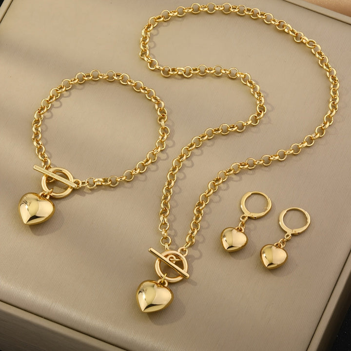 Gia | Ensemble de Bijoux Élégant avec Cœur Brillant et Fini Luxueux