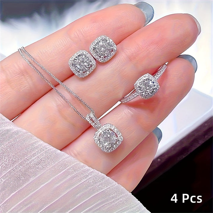 Elkie | Ensemble Élégant de Bijoux Brillants avec Collier, Bague et Boucles d'Oreilles