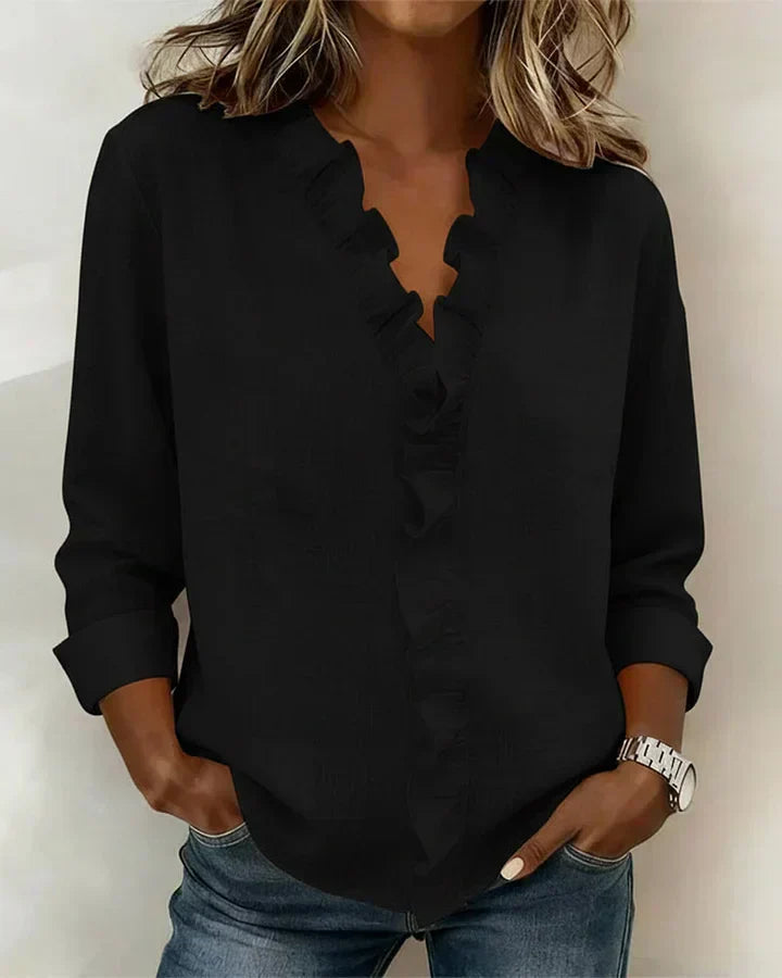 Amelivora | Blouse féminine avec volants et manches longues