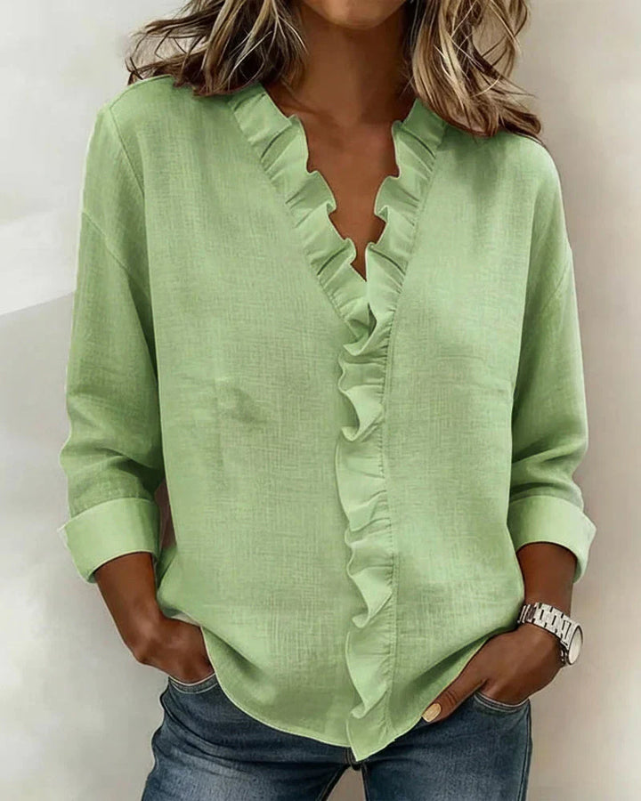 Amelivora | Blouse féminine avec volants et manches longues