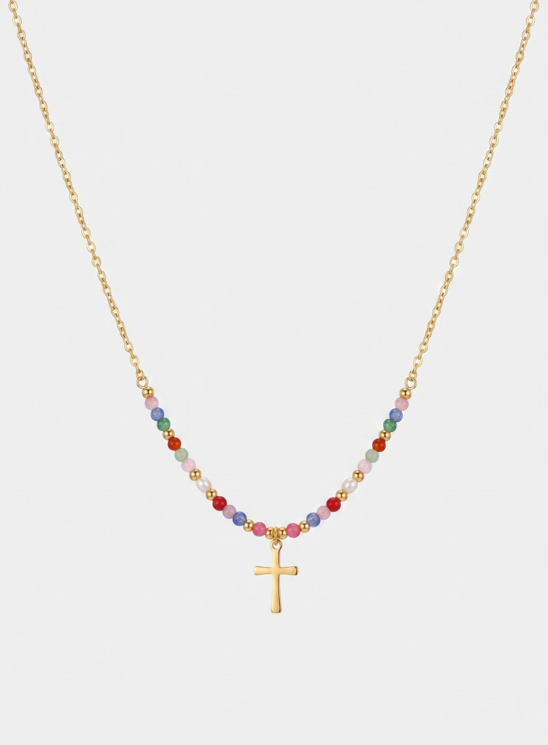 Navira |Collier avec croix vibrante aux détails multicolores