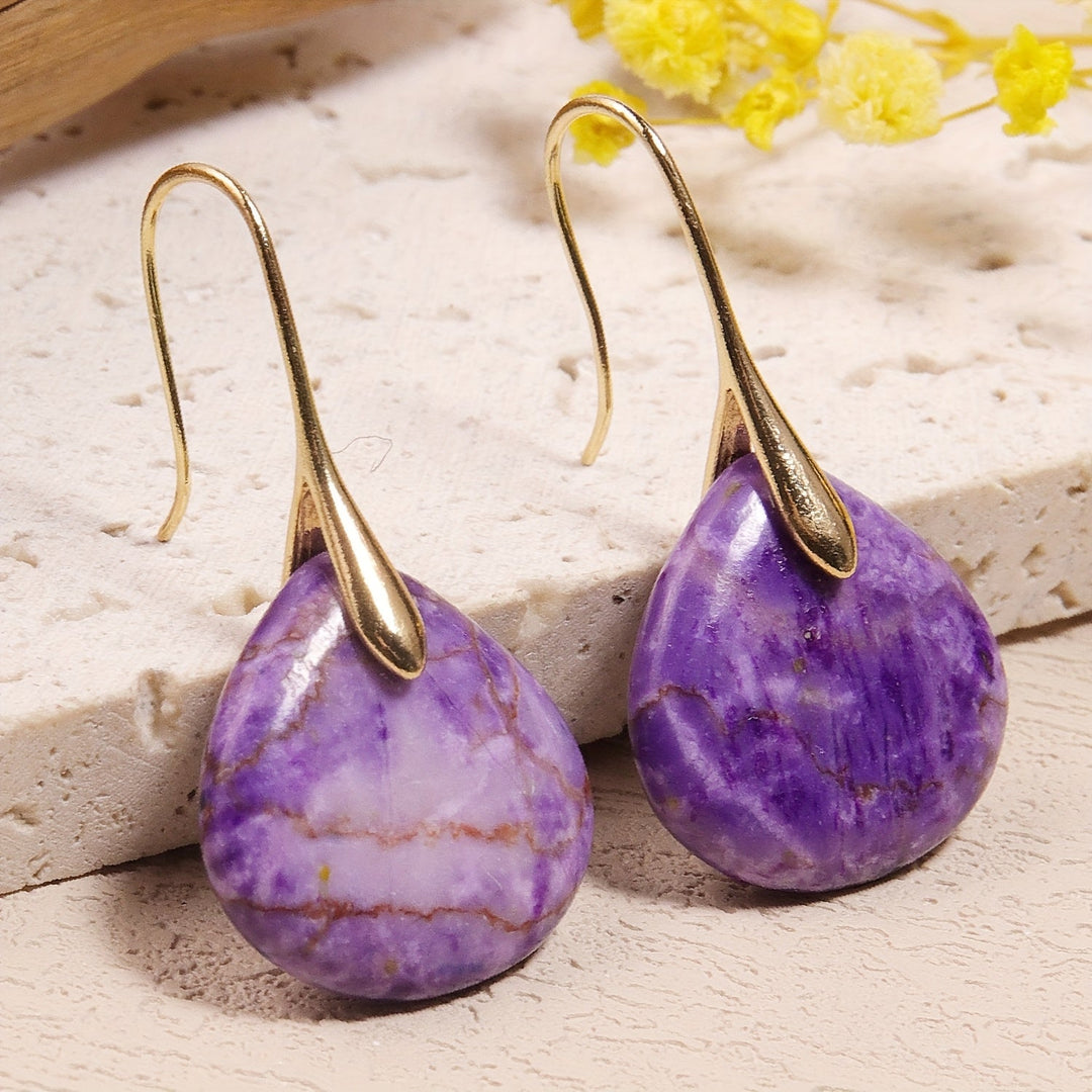 Mirea | Boucles d'Oreilles en Pierre Naturelle en Forme de Goutte avec un Style Élégant